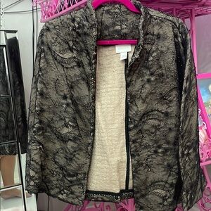 Chico's Black lace beaded Blazer with Textured Finish